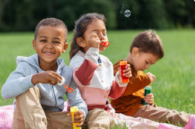 Children Blowing Bubbles